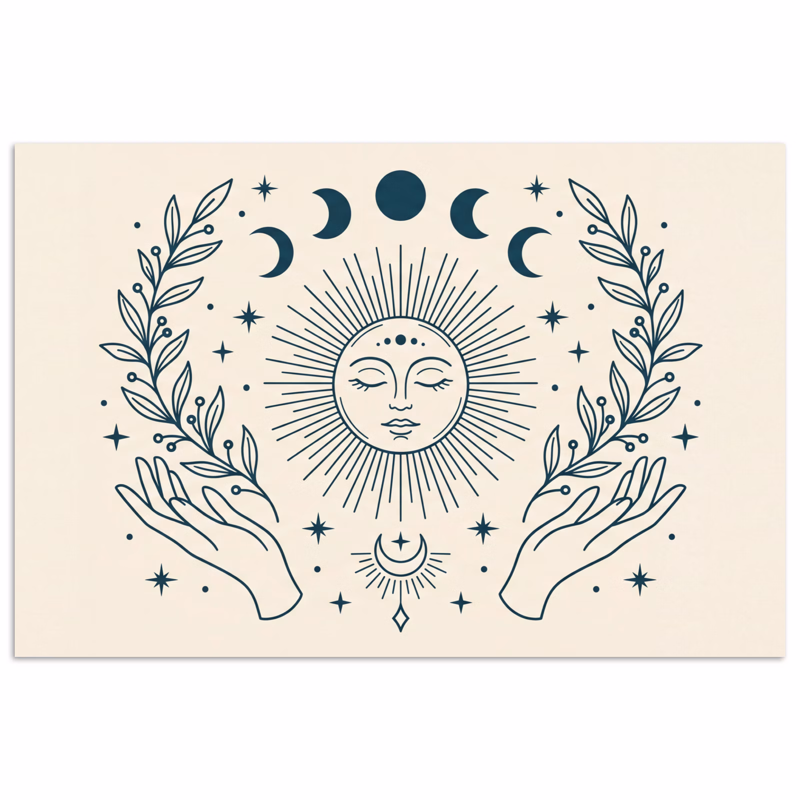 Poster - Zon Maan Illustratie — 1