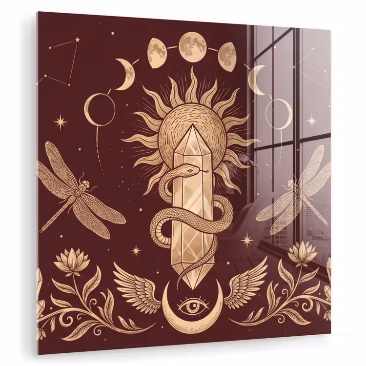 Glas schilderij - Mystiek - Hemel - Goud — 1
