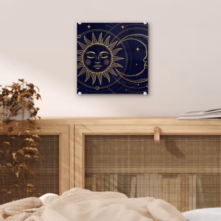 Glas schilderij - Zon - Maan - Astrologie — 5