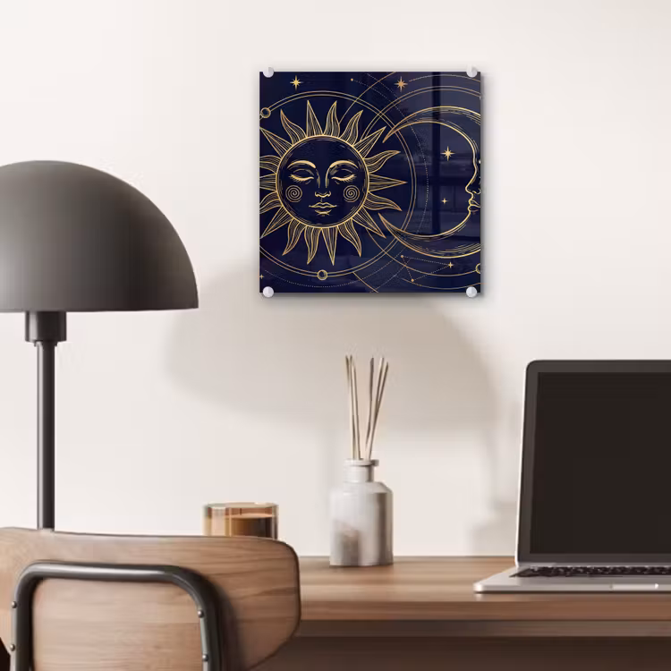 Glas schilderij - Zon - Maan - Astrologie — 7