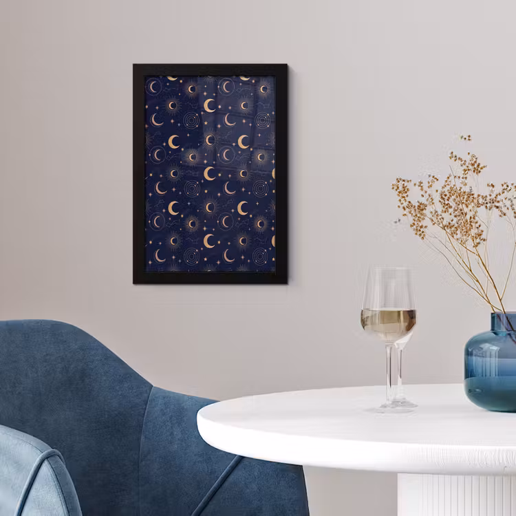 Poster met lijst - Maan - Sterren - Goud — 4