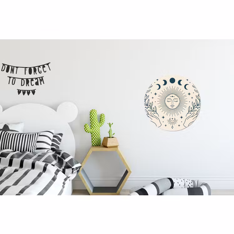 Wandcirkel - Aluminium - Zon Maan Illustratie — 5