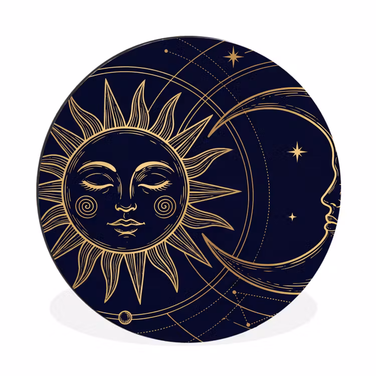 Wandcirkel - Aluminium - Zon - Maan - Astrologie — 1