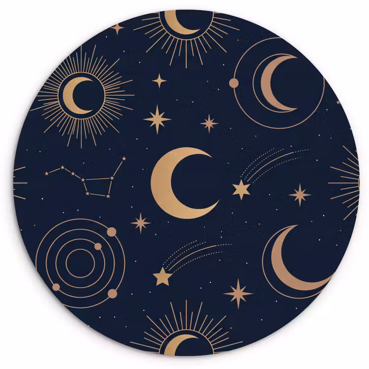 Wandcirkel - Glas - Maan - Sterren - Goud — 1