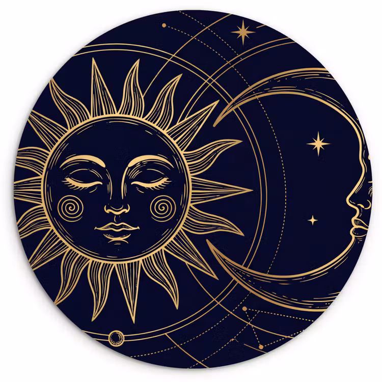 Wandcirkel - Glas - Zon - Maan - Astrologie — 1