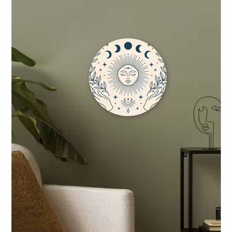 Wandcirkel - Glas - Zon Maan Illustratie — 3