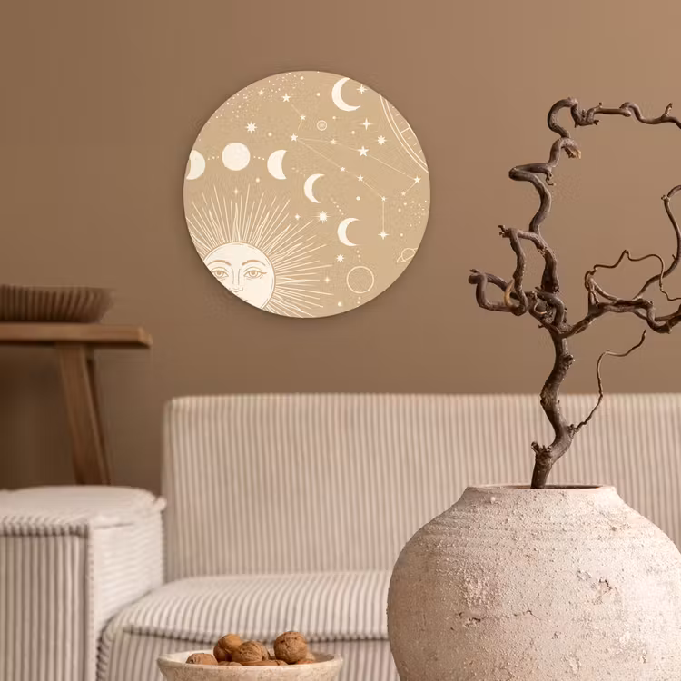 Wandcirkel - Glas - Zon - Maan - Sterren — 2