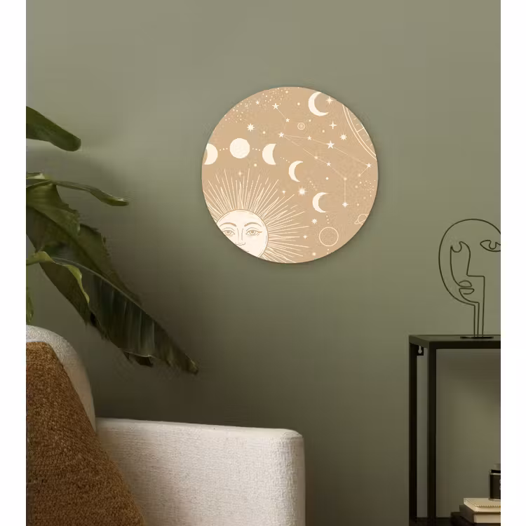 Wandcirkel - Glas - Zon - Maan - Sterren — 3