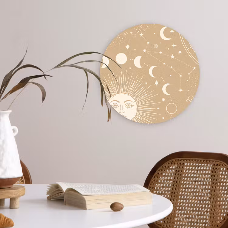 Wandcirkel - Glas - Zon - Maan - Sterren — 4