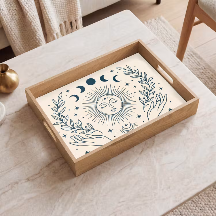 Dienblad - Zon Maan Illustratie — 2