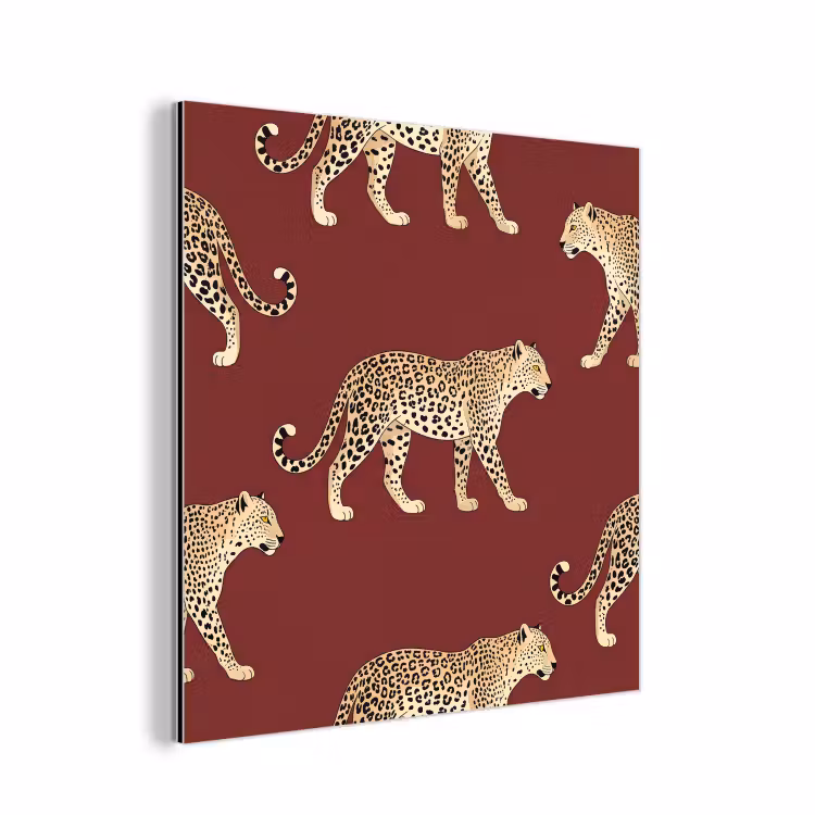 Aluminium schilderij - Katten - Patroon - Rood — 1