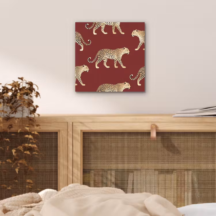 Aluminium schilderij - Katten - Patroon - Rood — 4