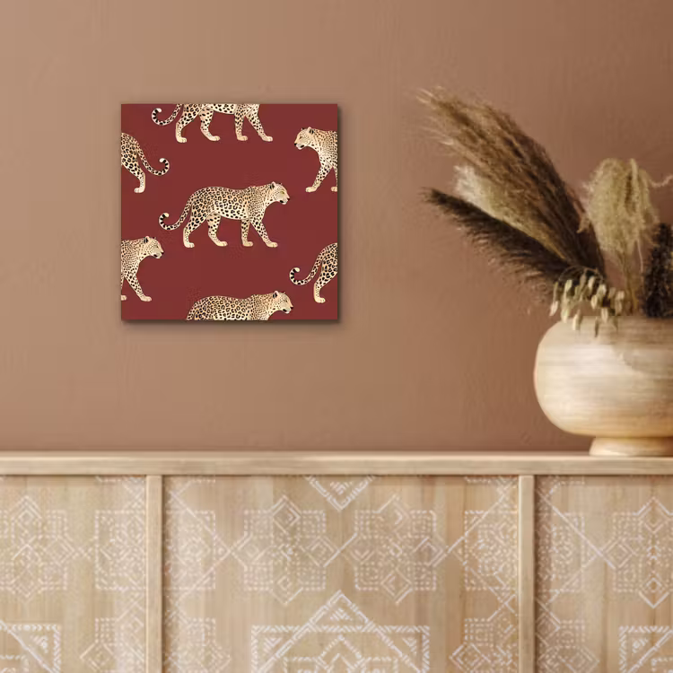 Aluminium schilderij - Katten - Patroon - Rood — 5