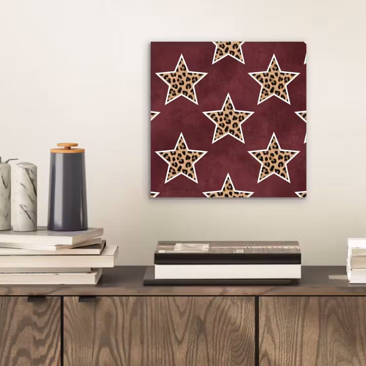 Aluminium schilderij - Sterren - Luipaardprint - Rood — 2