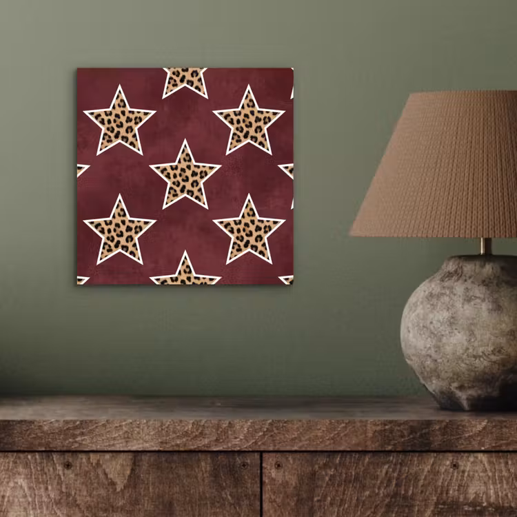 Aluminium schilderij - Sterren - Luipaardprint - Rood — 3