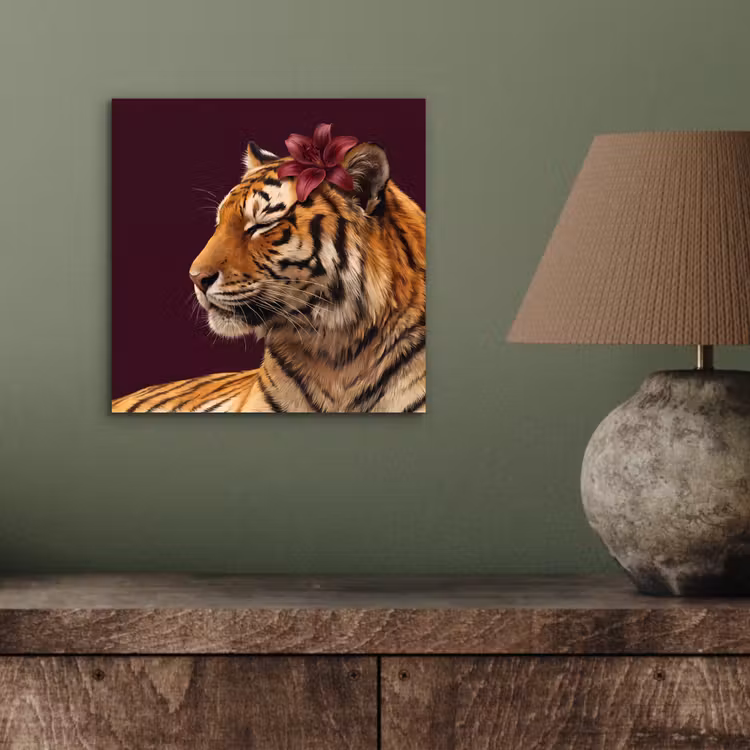 Aluminium schilderij - Tijger - Bloem - Dieren — 3