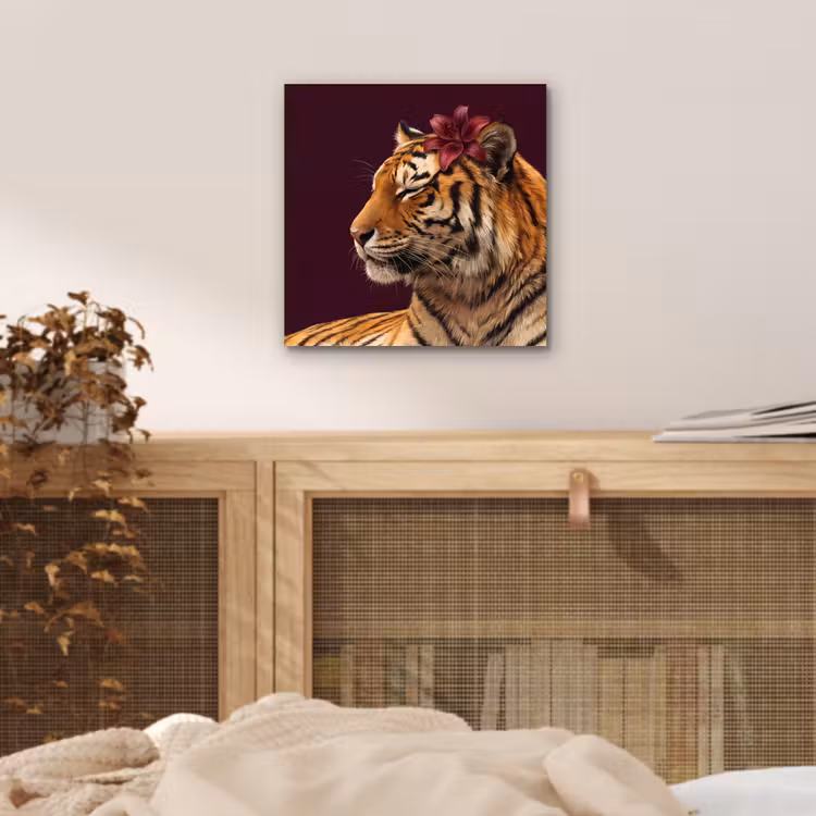 Aluminium schilderij - Tijger - Bloem - Dieren — 4