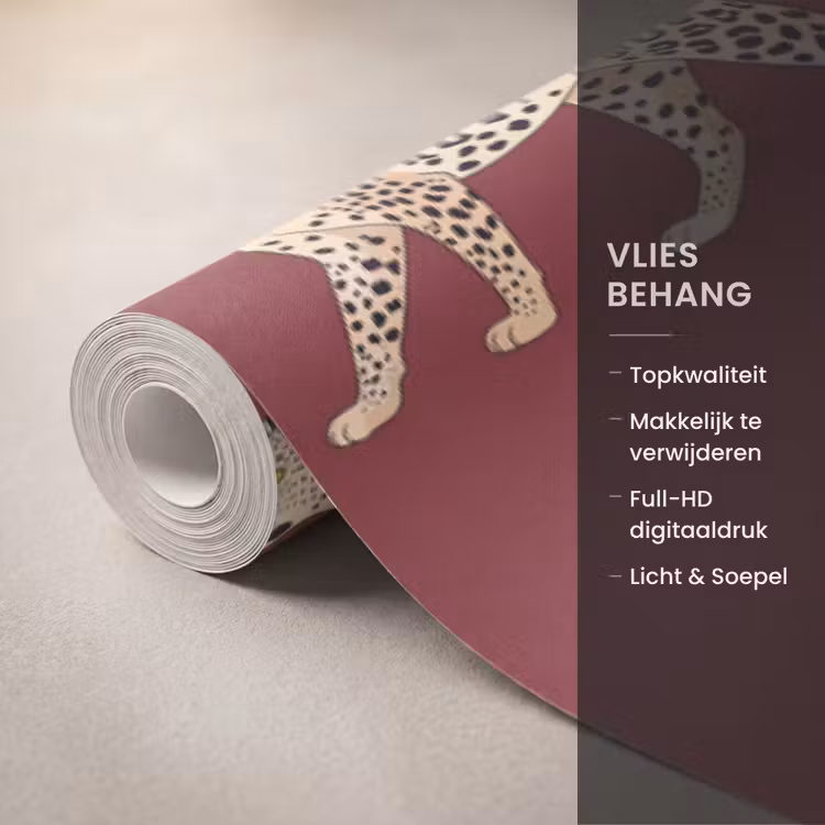 Behang - Katten - Patroon - Rood β 3