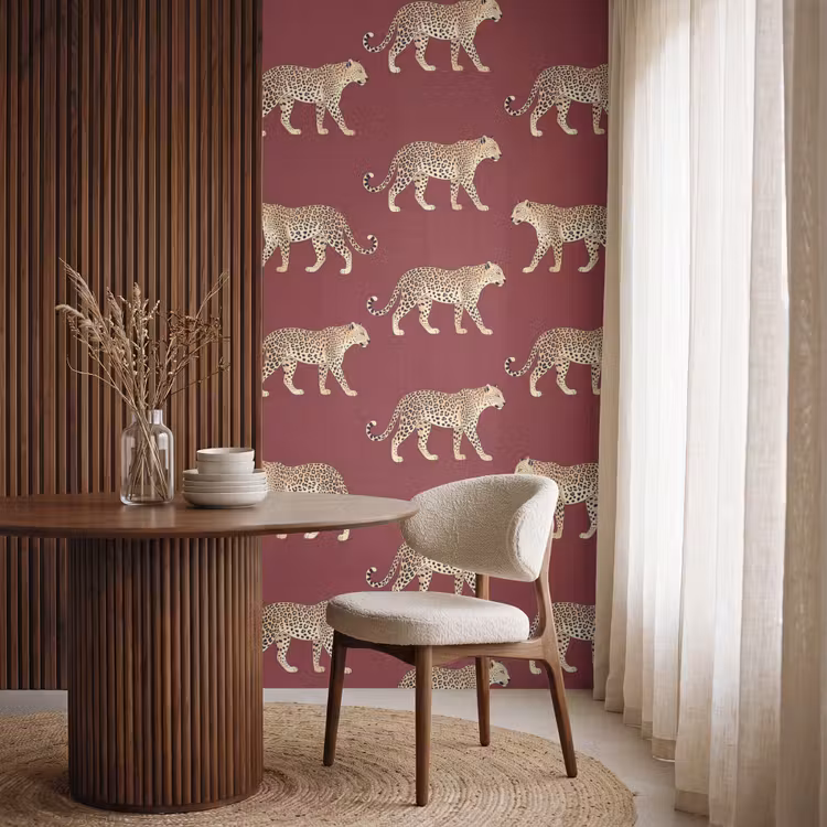 Behang - Katten - Patroon - Rood β 4