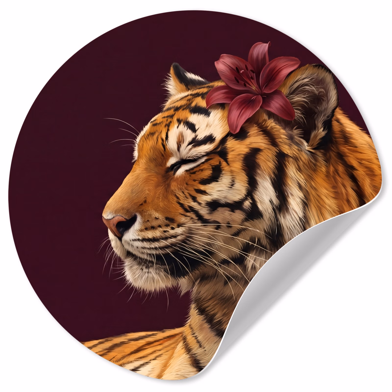 Behangcirkel - Tijger - Bloem - Dieren — 1