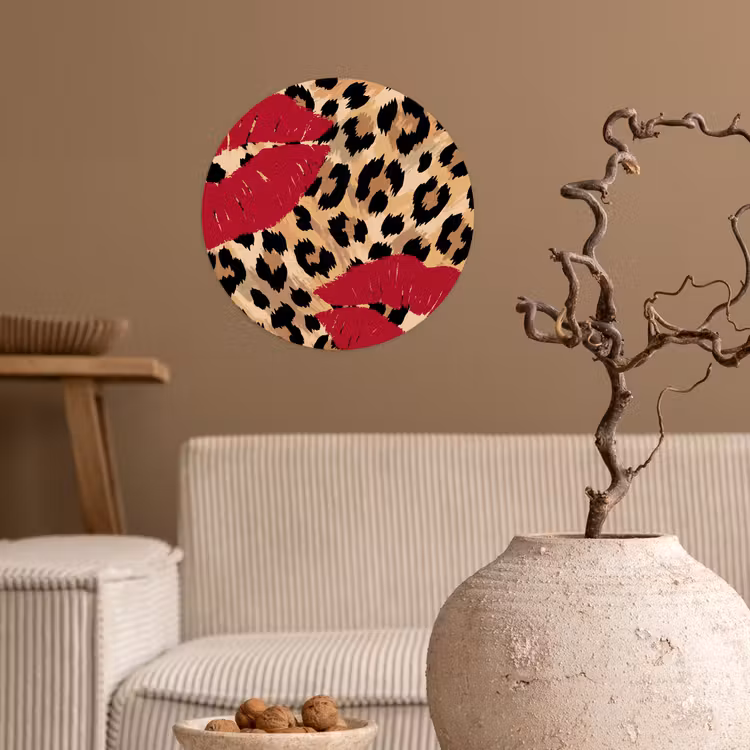 Behangcirkel - Kusafdruk - Dierenprint - Rood — 2
