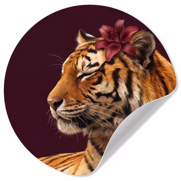 Behangcirkel - Tijger - Bloem - Dieren — 1