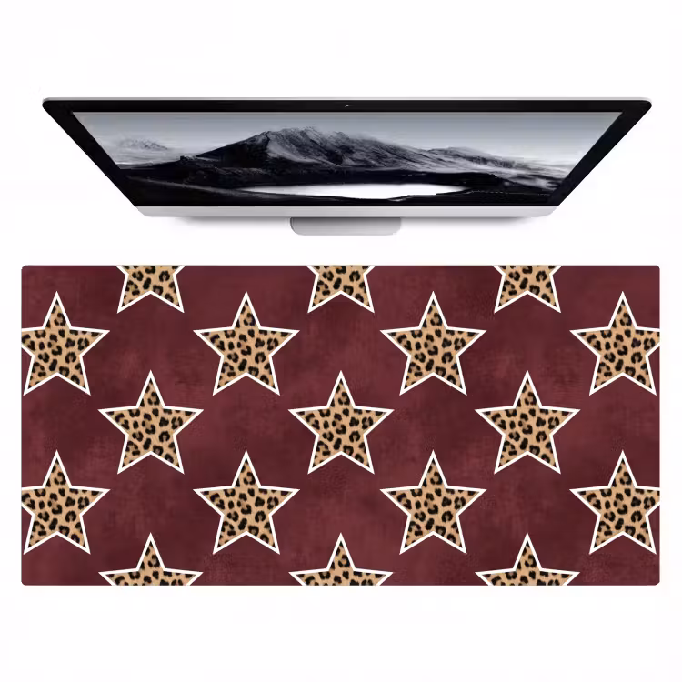 Bureau onderlegger - Sterren - Luipaardprint - Rood — 1