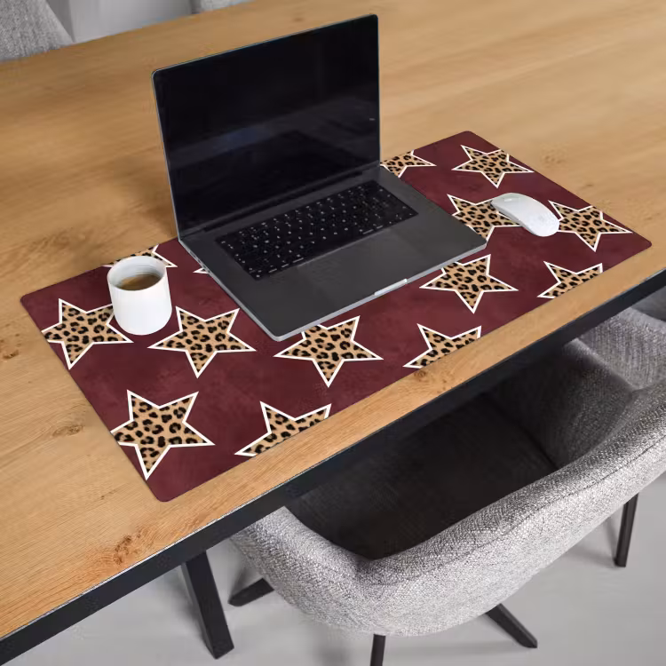 Bureau onderlegger - Sterren - Luipaardprint - Rood — 3