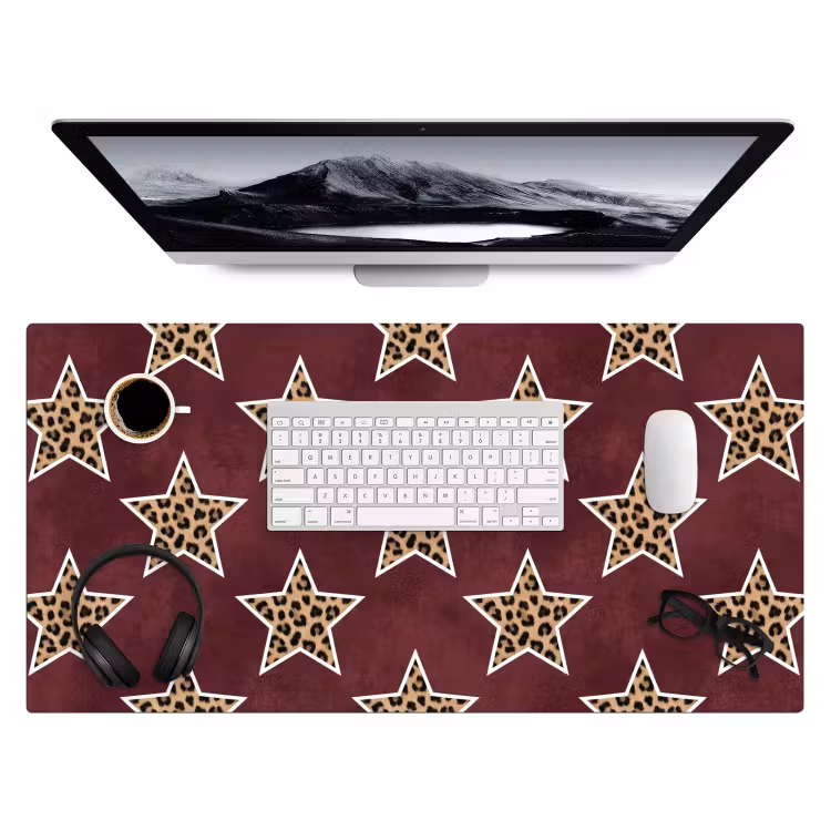 Bureau onderlegger - Sterren - Luipaardprint - Rood — 4