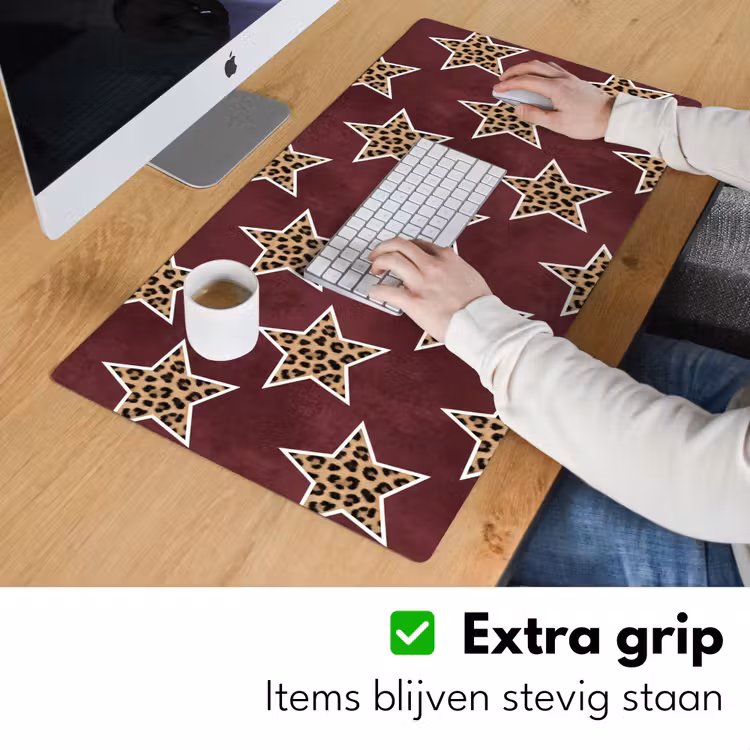 Bureau onderlegger - Sterren - Luipaardprint - Rood — 6