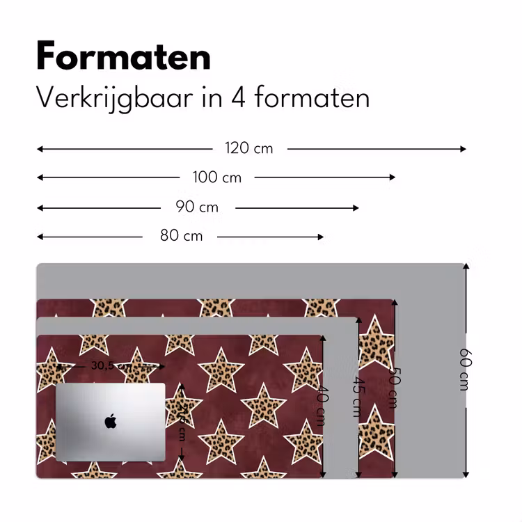 Bureau onderlegger - Sterren - Luipaardprint - Rood — 8