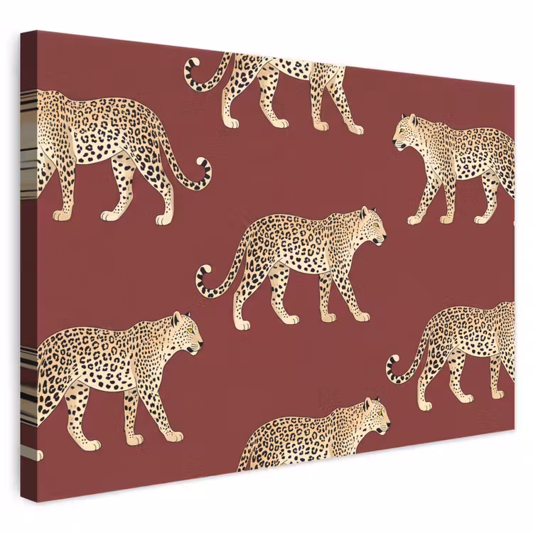 Canvas schilderij - Katten - Patroon - Rood — 1