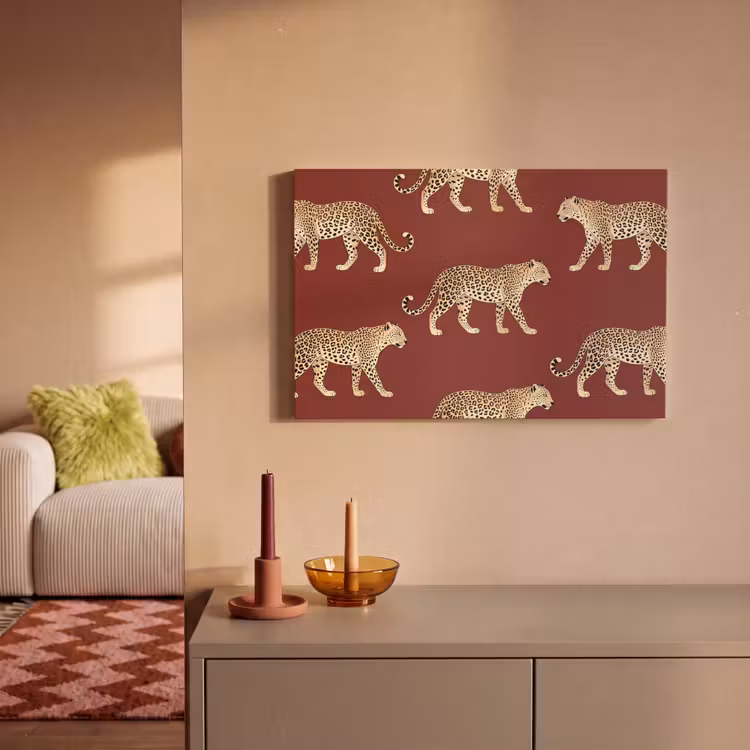Canvas schilderij - Katten - Patroon - Rood — 2