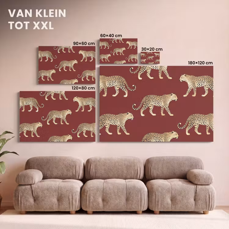 Canvas schilderij - Katten - Patroon - Rood — 8