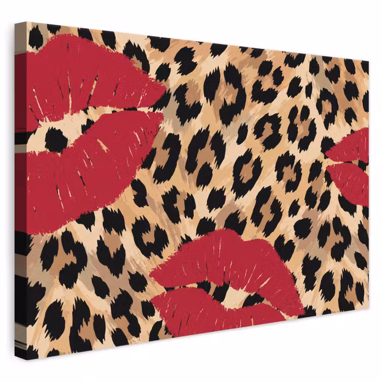 Canvas schilderij - Kusafdruk - Dierenprint - Rood — 1