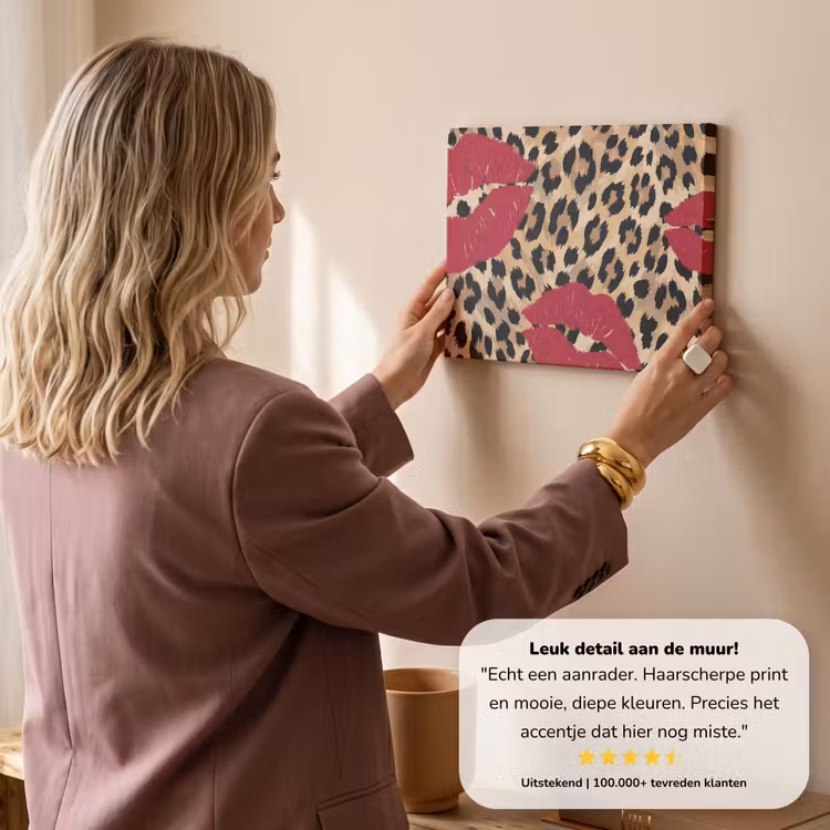 Canvas schilderij - Kusafdruk - Dierenprint - Rood — 3