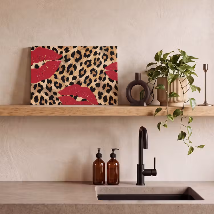Canvas schilderij - Kusafdruk - Dierenprint - Rood — 4