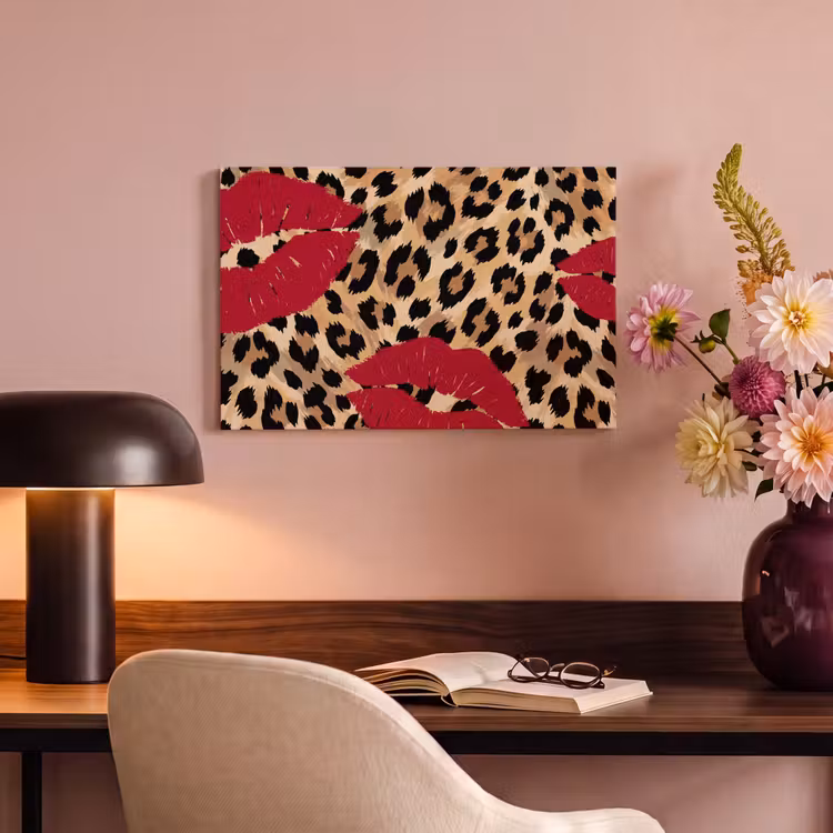 Canvas schilderij - Kusafdruk - Dierenprint - Rood — 6