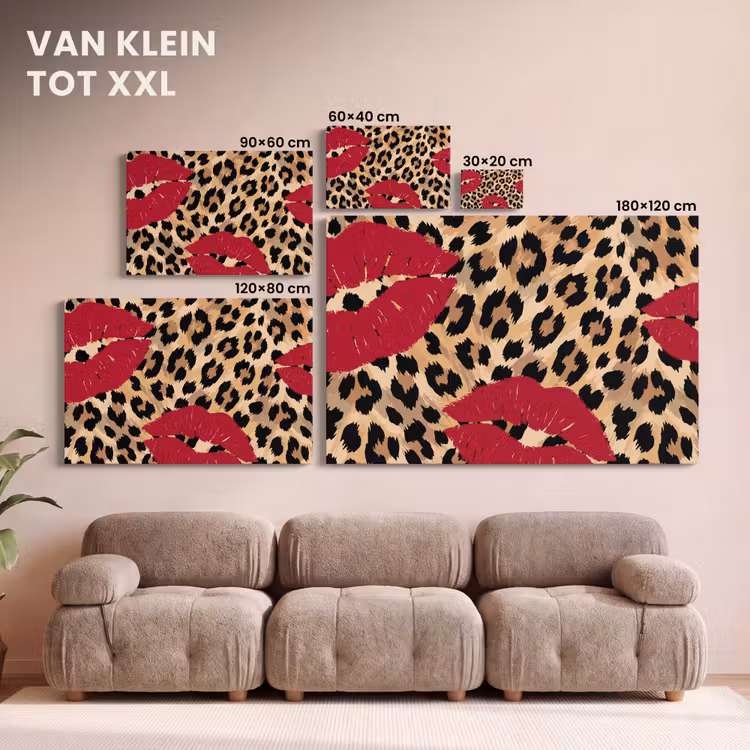 Canvas schilderij - Kusafdruk - Dierenprint - Rood — 8