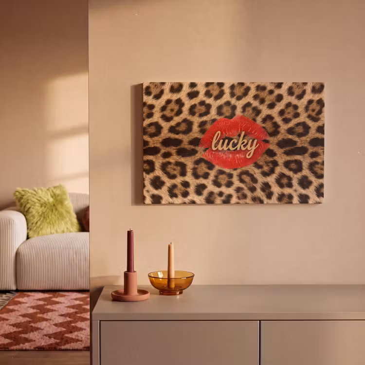 Canvas schilderij - Dierenprint - Lippen - Rood — 2