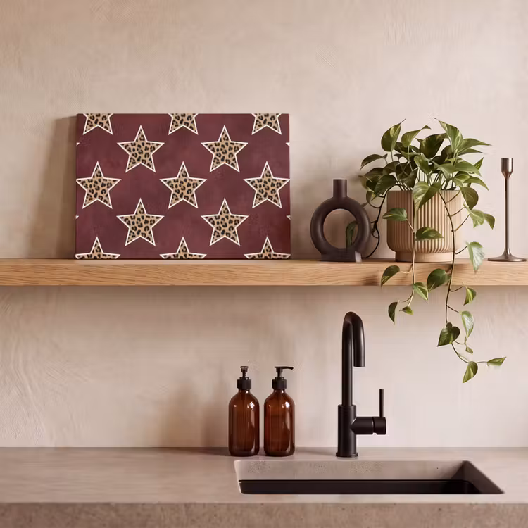 Canvas schilderij - Sterren - Luipaardprint - Rood — 4