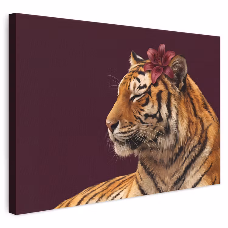 Canvas schilderij - Tijger - Bloem - Dieren — 1