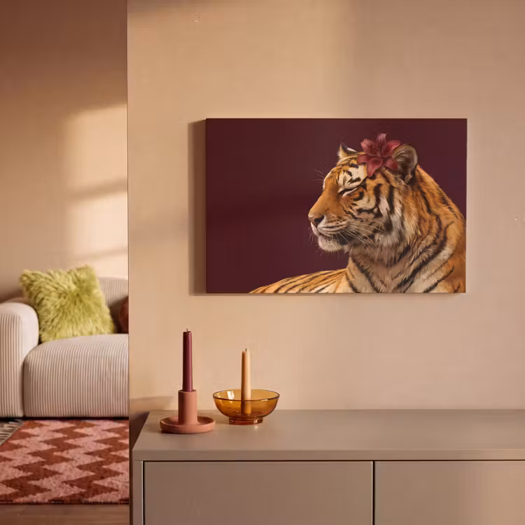 Canvas schilderij - Tijger - Bloem - Dieren — 2