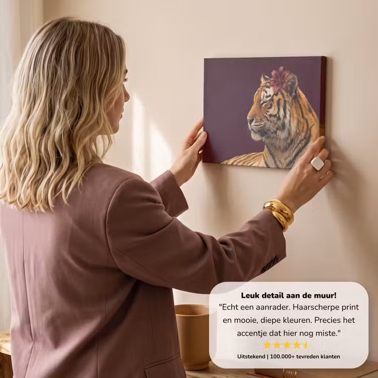 Canvas schilderij - Tijger - Bloem - Dieren — 3