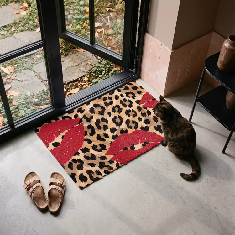 Deurmat - Kusafdruk - Dierenprint - Rood — 2
