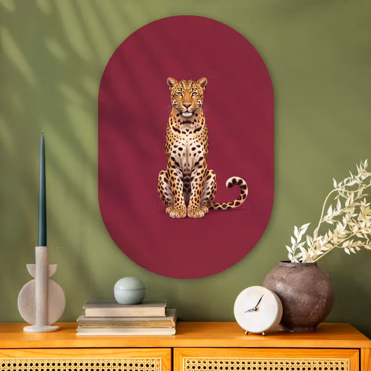 Muurovaal - Glas - Kat - Dieren - Rood — 2