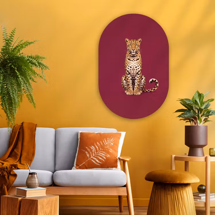 Muurovaal - Glas - Kat - Dieren - Rood — 3