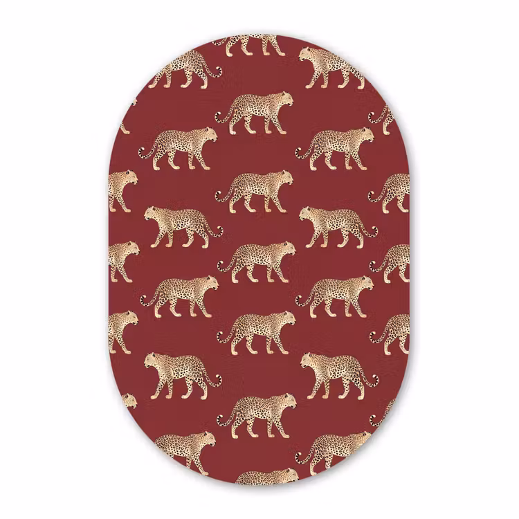Muurovaal - Glas - Katten - Patroon - Rood — 1