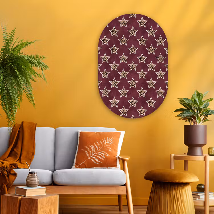 Muurovaal - Glas - Sterren - Luipaardprint - Rood — 3