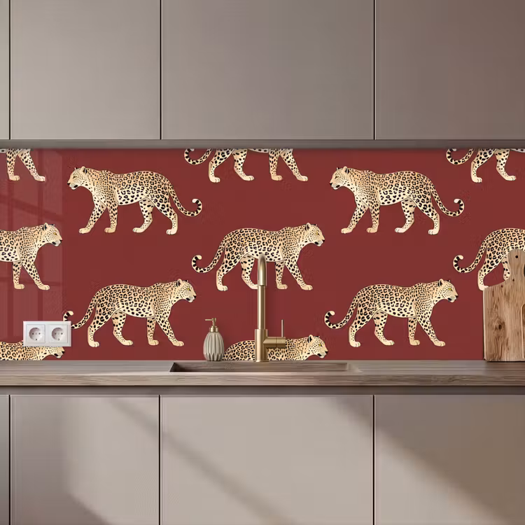 Keuken achterwand - Katten - Patroon - Rood — 1